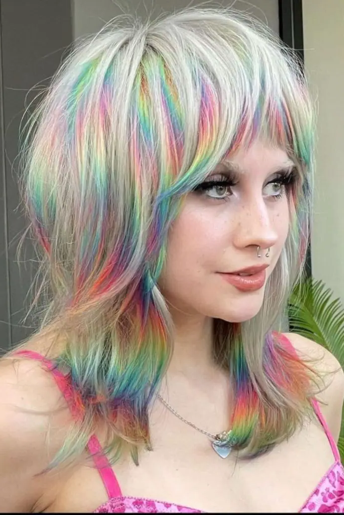 29 Stunning Butterfly Bangs Hairstyles 19 17. Colored Butterfly Bangs: Vibrant and Fun