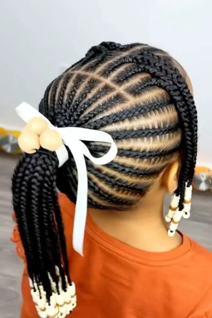 28 Trendy Kids Cornrow Hairstyles 19 17. Cornrows with Beads: Magical Sparkle