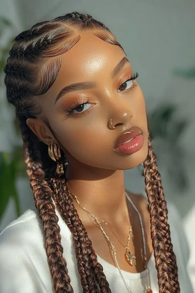 27 Best Big Cornrows Hairstyles 19 17. Geometric Maze Rows