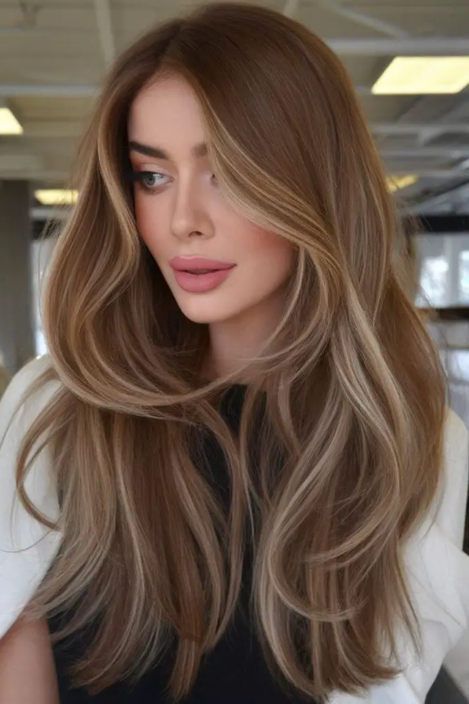 28 Trendy Spring 2025 Hair Trends 19 17. Golden-Honey Waves