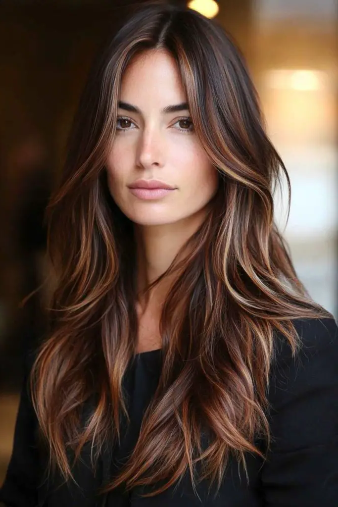 28 Best Haircuts for Thin Fine Hair Long 19 17. Layered Waves with Bright Highlights