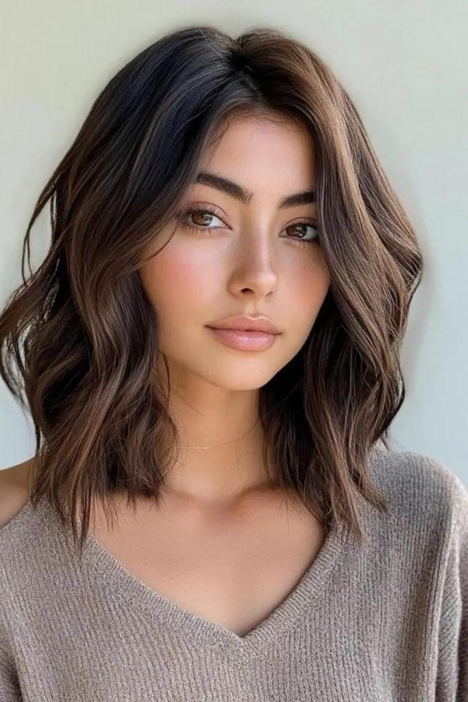 27 Great Medium Length Wavy Hairstyles 18 17. Obsidian Ocean Swirls