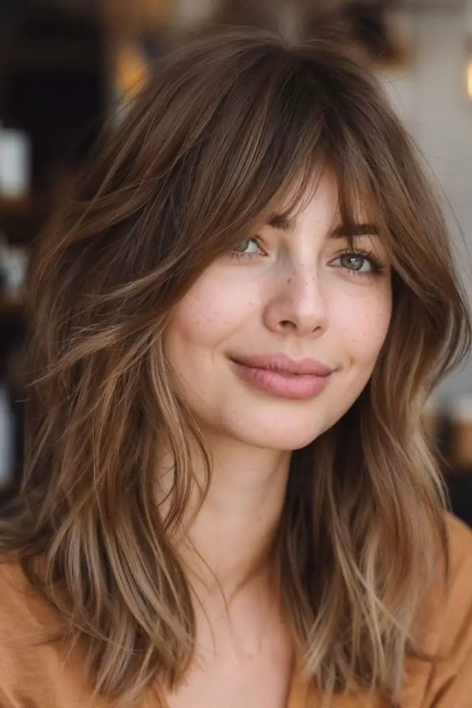 27 Best Lob Haircut with Bangs 18 17. Ocean Breeze Lob