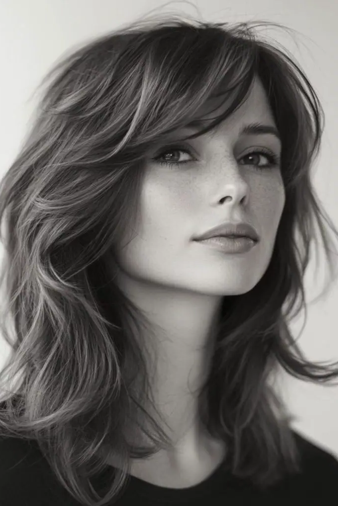 29 Wavy Layered Haircuts 18 17. Sepia Breeze Tresses