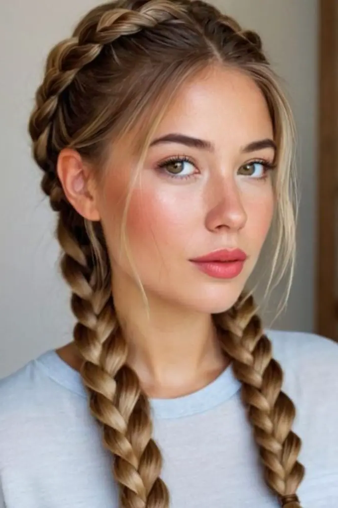 27 Best Winter Hair Braid Ideas 19 17. Snowveil Double Plait