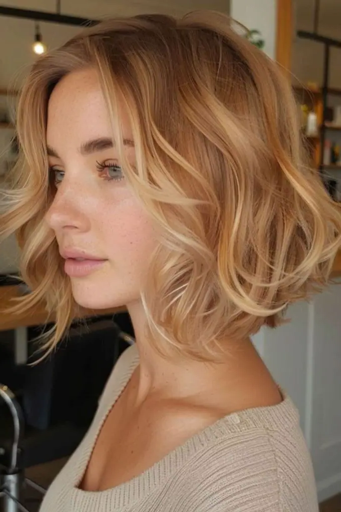 29 Messy Blonde Bob Ideas 19 17. Sunbeam-Touched Chaos