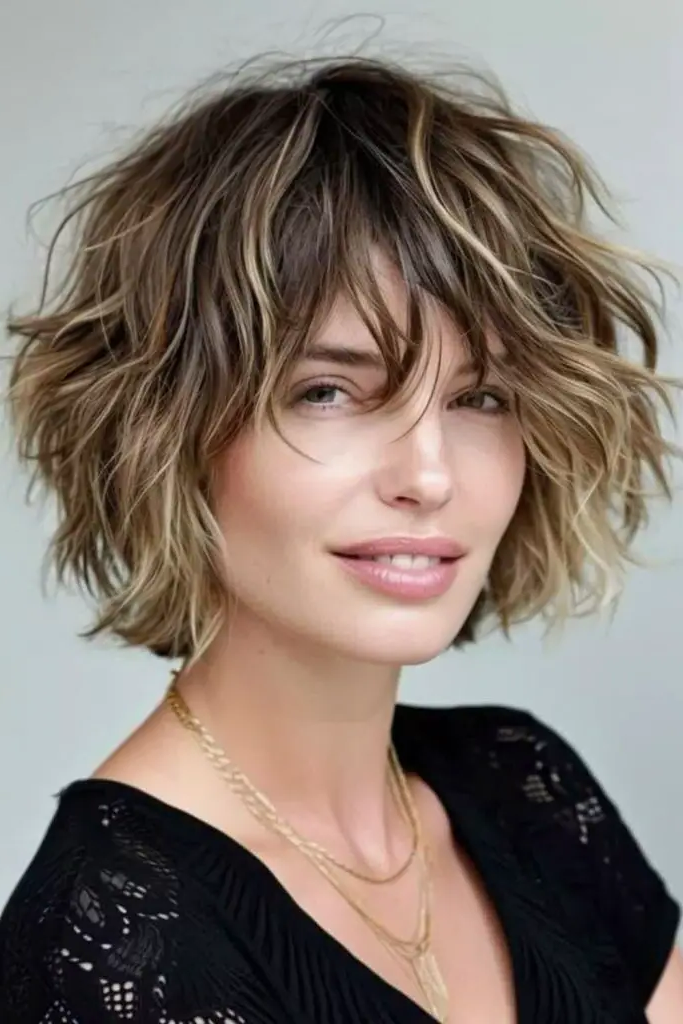 28 Best Choppy Layered Bob Hairstyles 19 17. The Free-Spirited Wave Bob