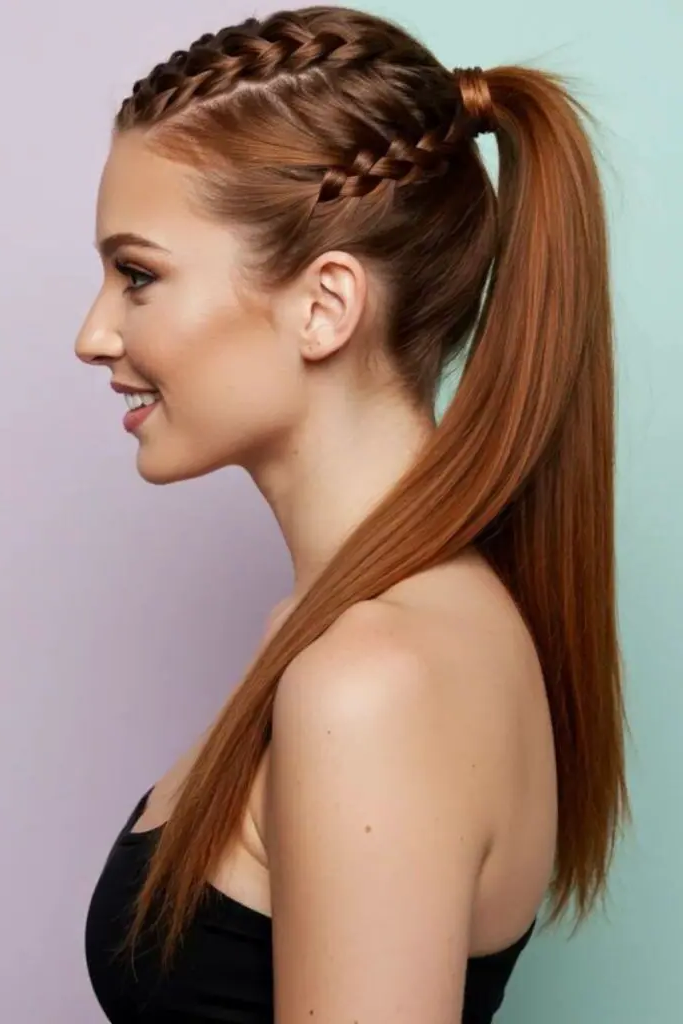 28 Best Volleyball Hairstyles Easy 18 17. Tri-Braid Command Ponytail