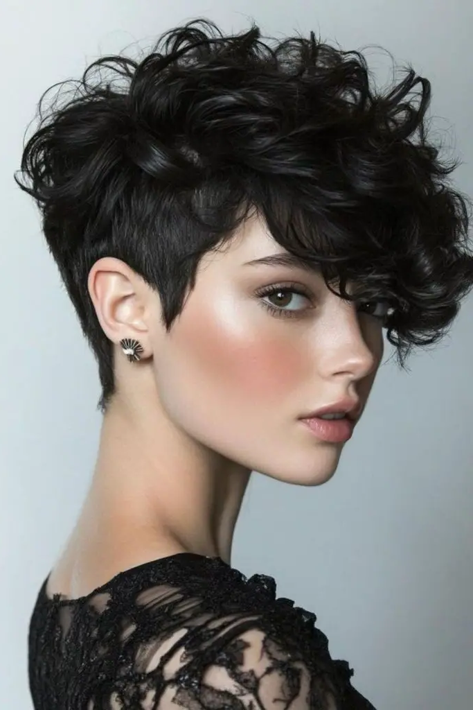28 Best Short Asymmetrical Hairstyles 20 18. Curly Asymmetrical Shag