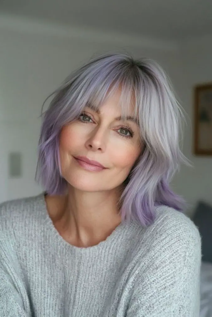 29 Gorgeous Bob Hairstyles with Bangs 20 18. Icy Lilac Fantasy Bob