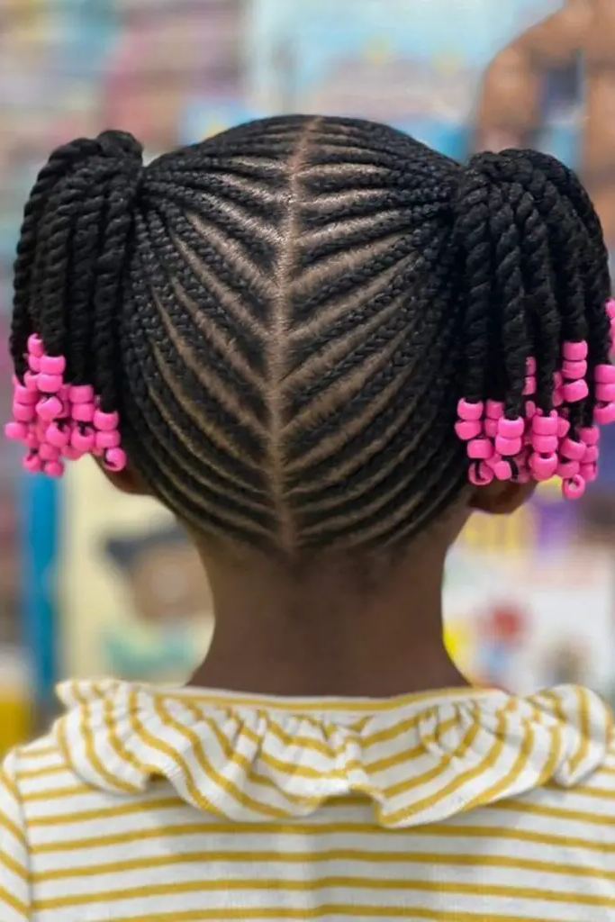 28 Trendy Kids Cornrow Hairstyles 20 18. Reverse Cornrows: Upside-Down Charm