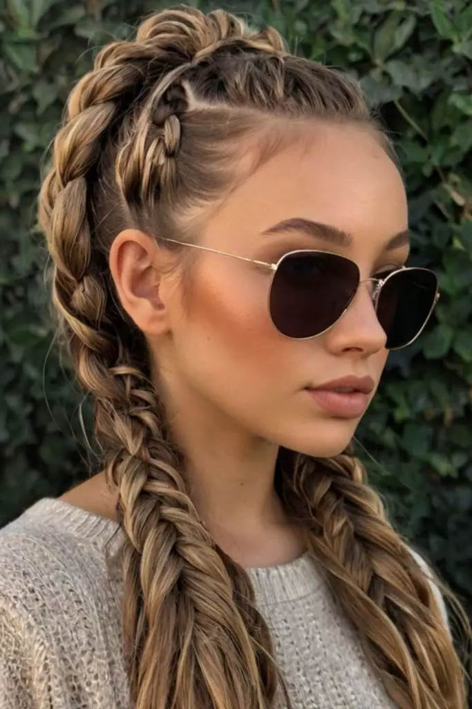 28 Elegant Softball Hairstyles 19 18. Reverse French Braid with Flowing Ends