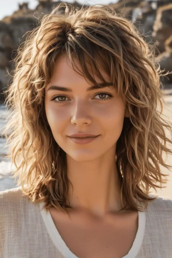30 Stunning Medium Shag Hairstyles 20 18. Sunkissed Tousled Beauty