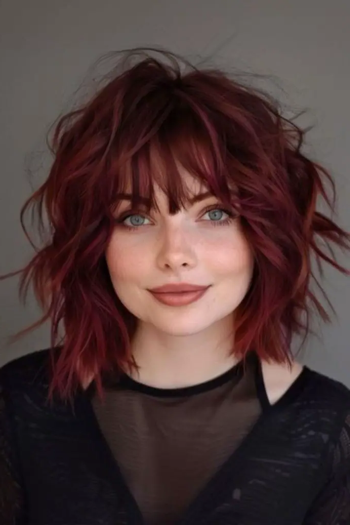 29 Gorgeous Bob Hairstyles with Bangs 21 19. Choppy Rebel Bob