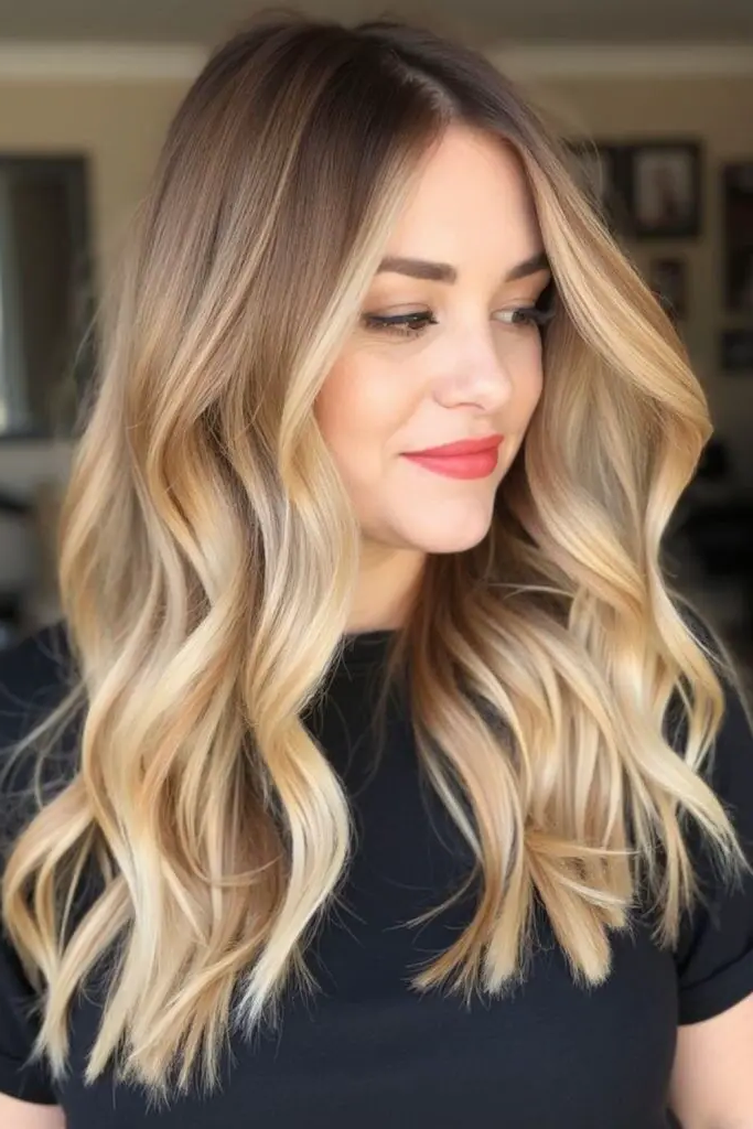 19. Creamy Golden Blonde with Dark Roots