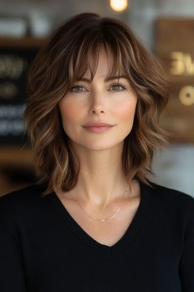 29 Stunning Butterfly Bangs Hairstyles 21 19. Finger-Tousled Butterfly Bangs: Messy Yet Chic