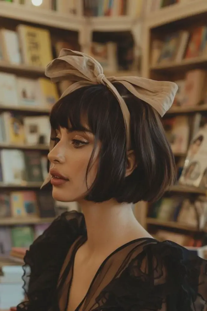 19. Headband-Tucked Faux Bob