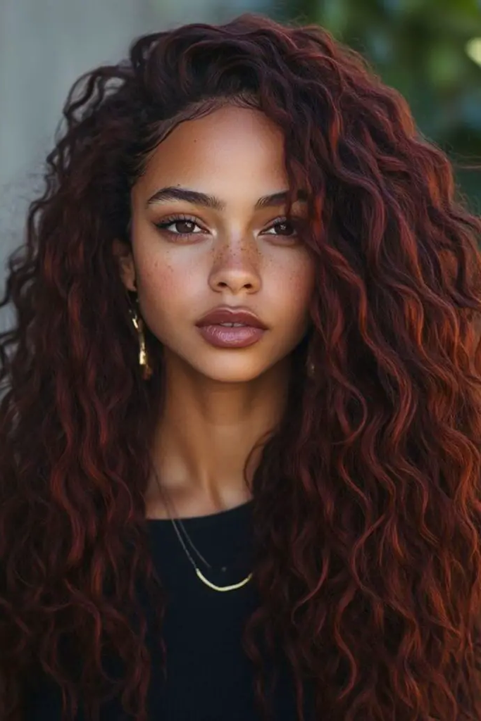 28 Beautiful Deep Wave Hairstyles 21 19. Maroon Elegance Waves
