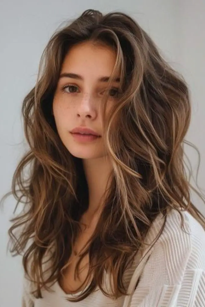 29 Wavy Layered Haircuts 20 19. Moonbeam Flick Waves