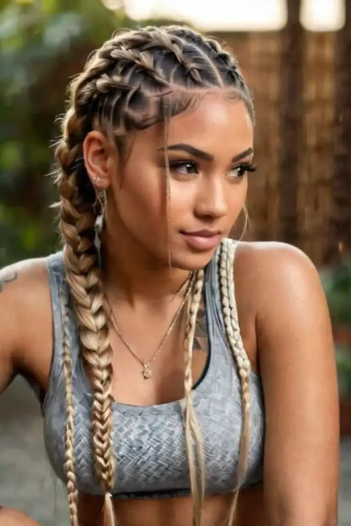 28 Elegant Softball Hairstyles 20 19. Pigtail Braids with Fierce Energy