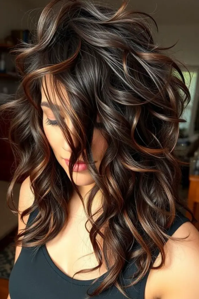 28 Stunning Medium Curly Haircuts 19 19. Shadowed Cascade Luxe