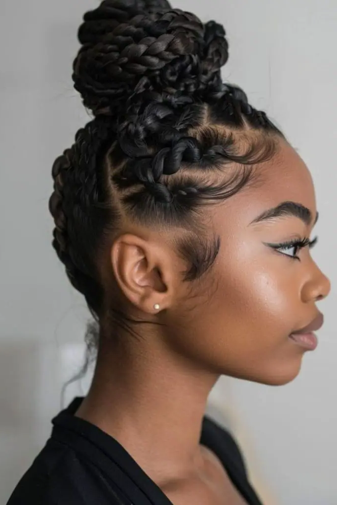 29 Big Twist Braids Hairstyles 21 19. Twisted Braided Bun