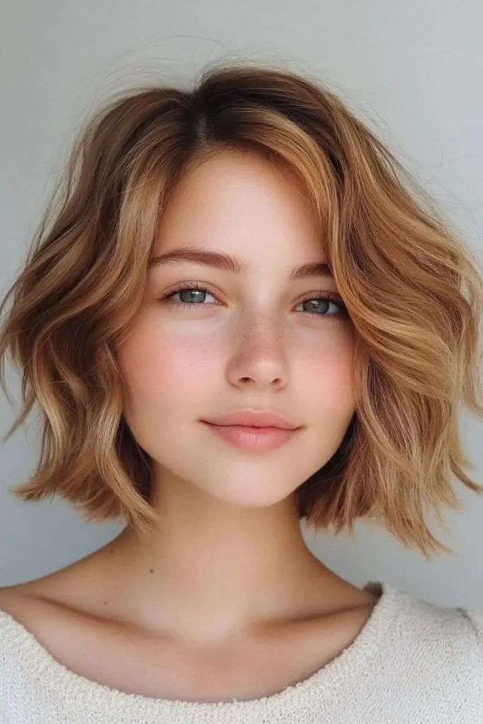 29 Short Bob for Thin Hair Ideas 21 19. Wavy Lob Breeze Effect