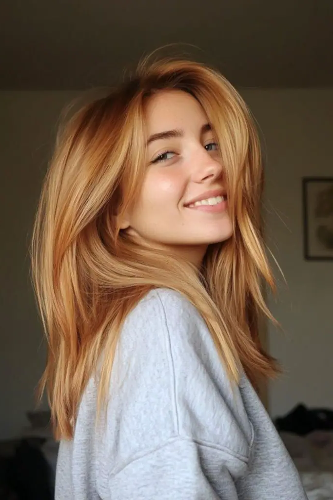 27 Super-Cute Blonde Medium Length Hair Ideas 21 19. Wispy Sunbeam Layers