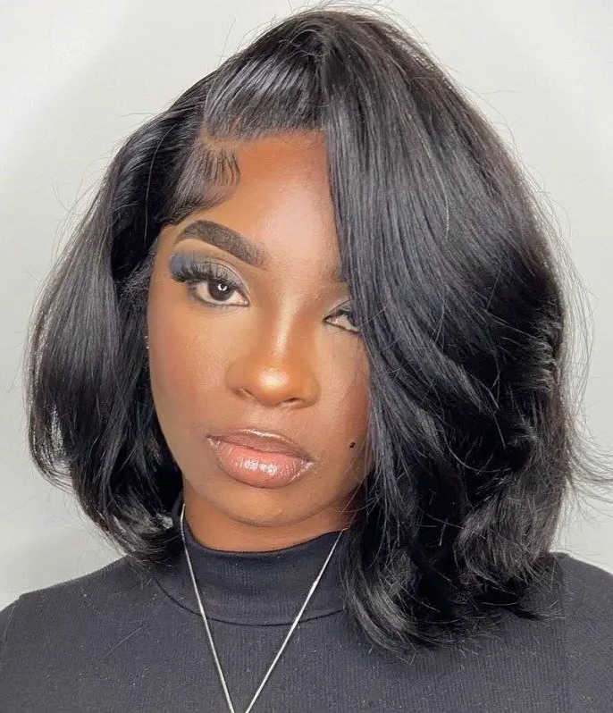 28 Best Lace Frontal Hairstyles 4 2.Chic Bob with Deep Side Part