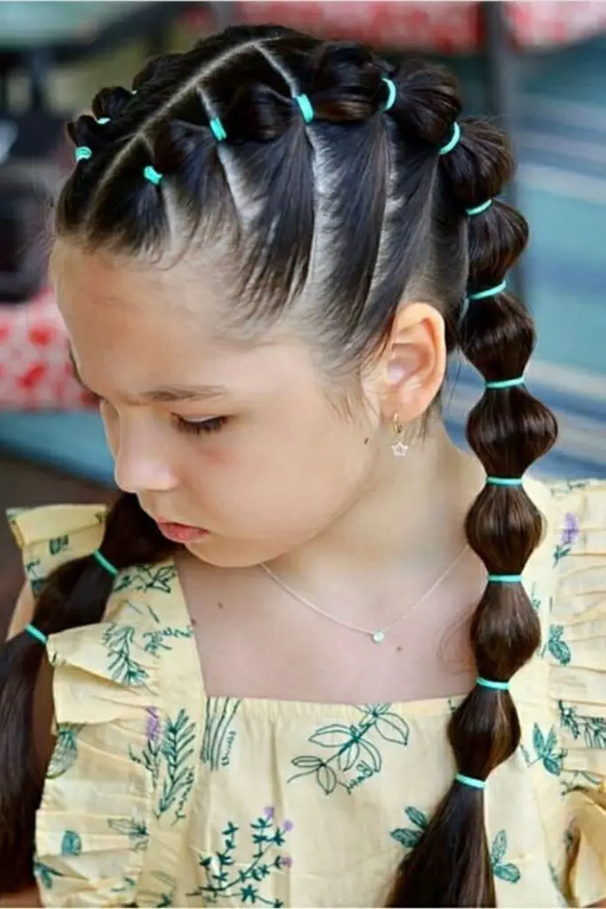 29 Cute Toddler Braids Hair Ideas 4 2. Bubble Ponytail Parade