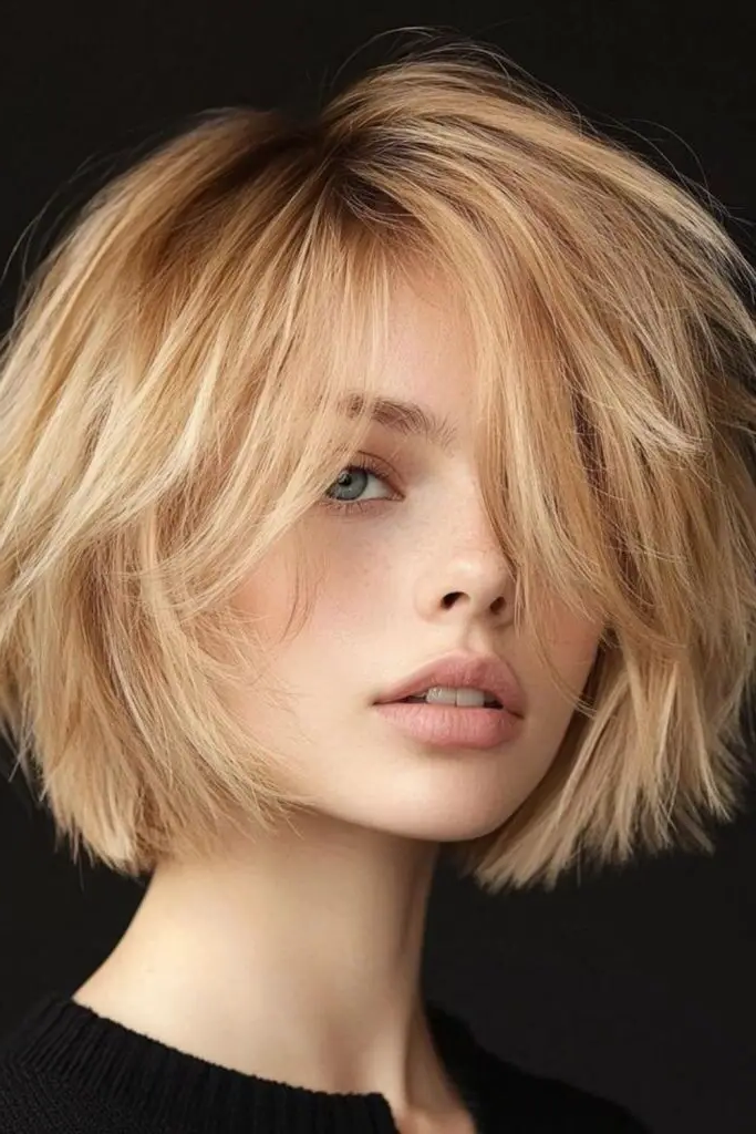 28 Best Choppy Layered Bob Hairstyles 4 2. Razor-Kissed Rebel Bob