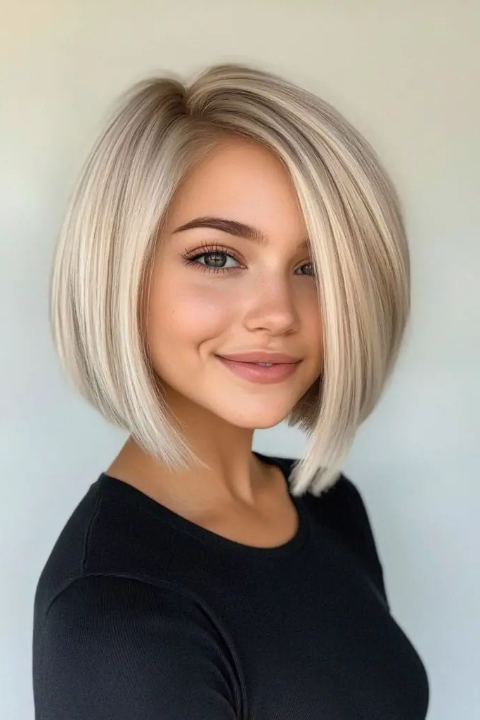 28 Best Hair for Round Face Shape Ideas 4 2. Sleek A-Line Bob