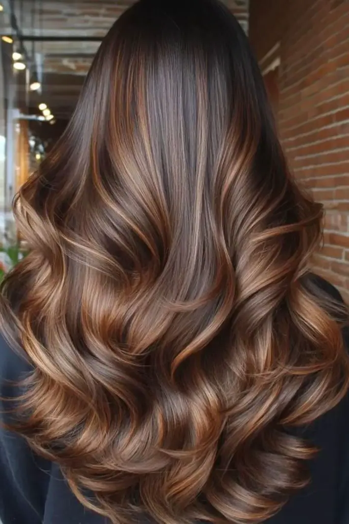 29 Stunning Summer Hair Color for Brunettes 4 2. Toffee-Drenched Waves
