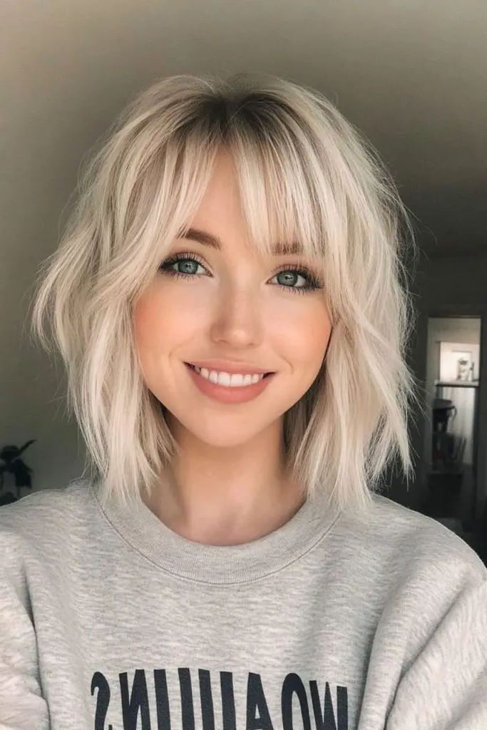 29 Gorgeous Bob Hairstyles with Bangs 4 2. Wispy Featherlight Bob
