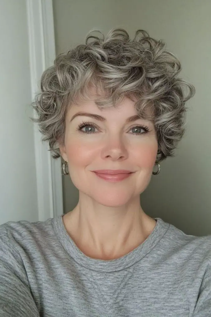 28 Stunning Curly Pixie Hairstyles 22 20. Ashen Whirlwind Pixie