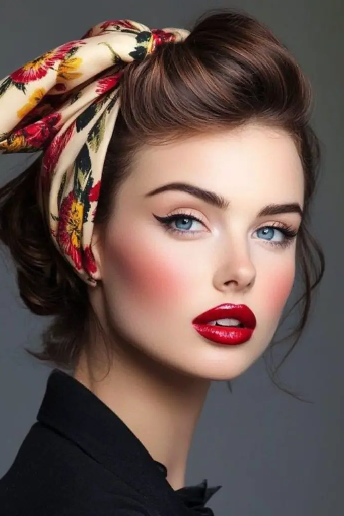 28 Cute Hairstyles with a Bow 22 20. Bow-Accented Vintage Roll