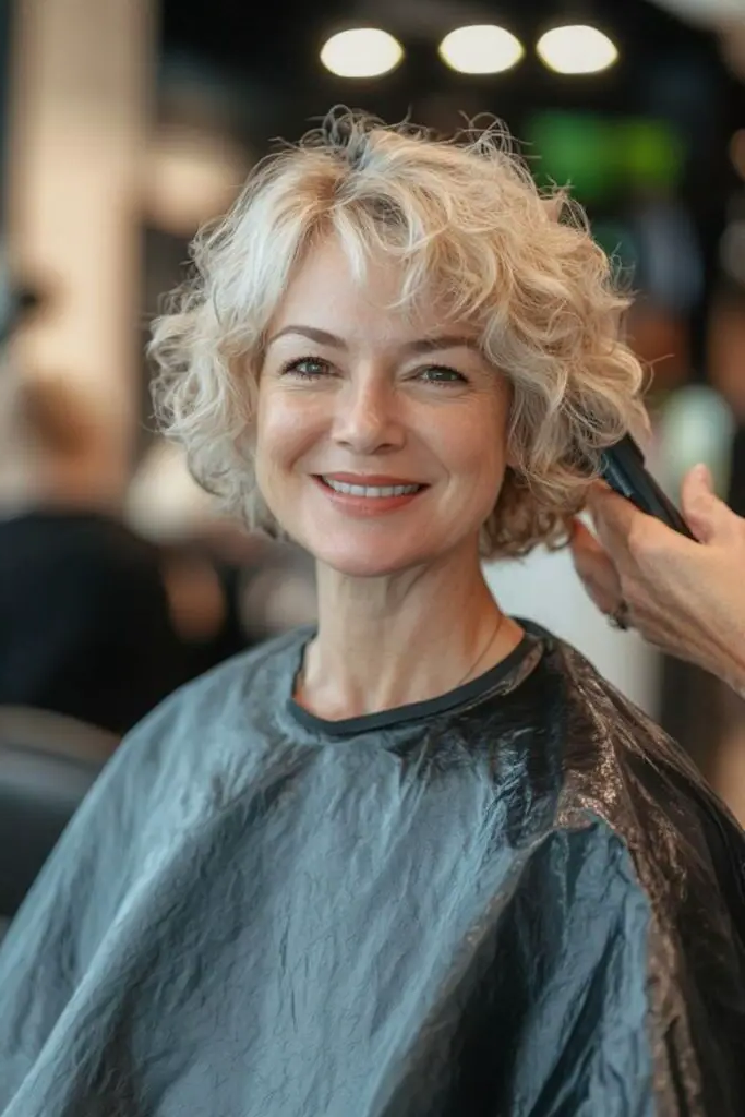 29 Best Bobs for Thin Hair Older Women Ideas 22 20. Curly Bob with Fringe