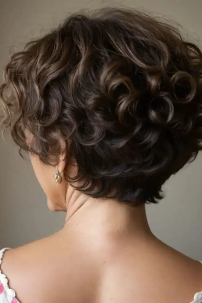 27 Gorgeous Short Hair Back View Styles 22 20. Curly Bob with Side Part