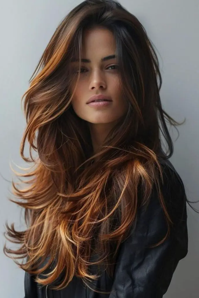 28 Best Long Haircuts with Layers 22 20. Long Layers with Shimmering Ends