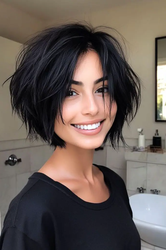 28 Best Choppy Layered Bob Hairstyles 22 20. Midnight Mirage Layers