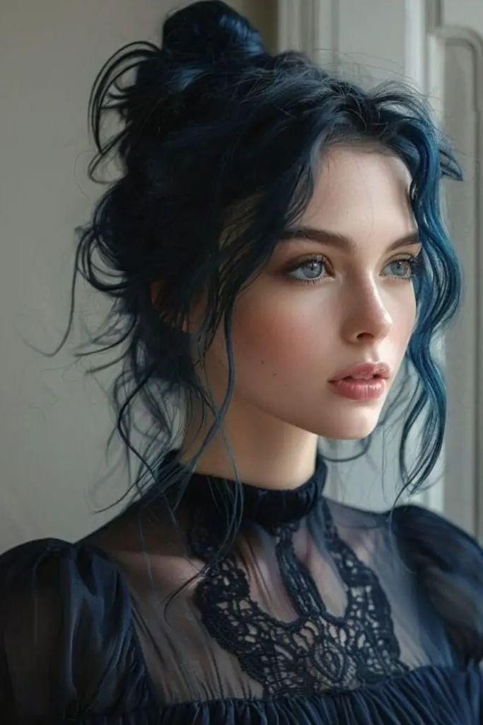 28 Beautiful Deep Wave Hairstyles 22 20. Sapphire Ripple Crown