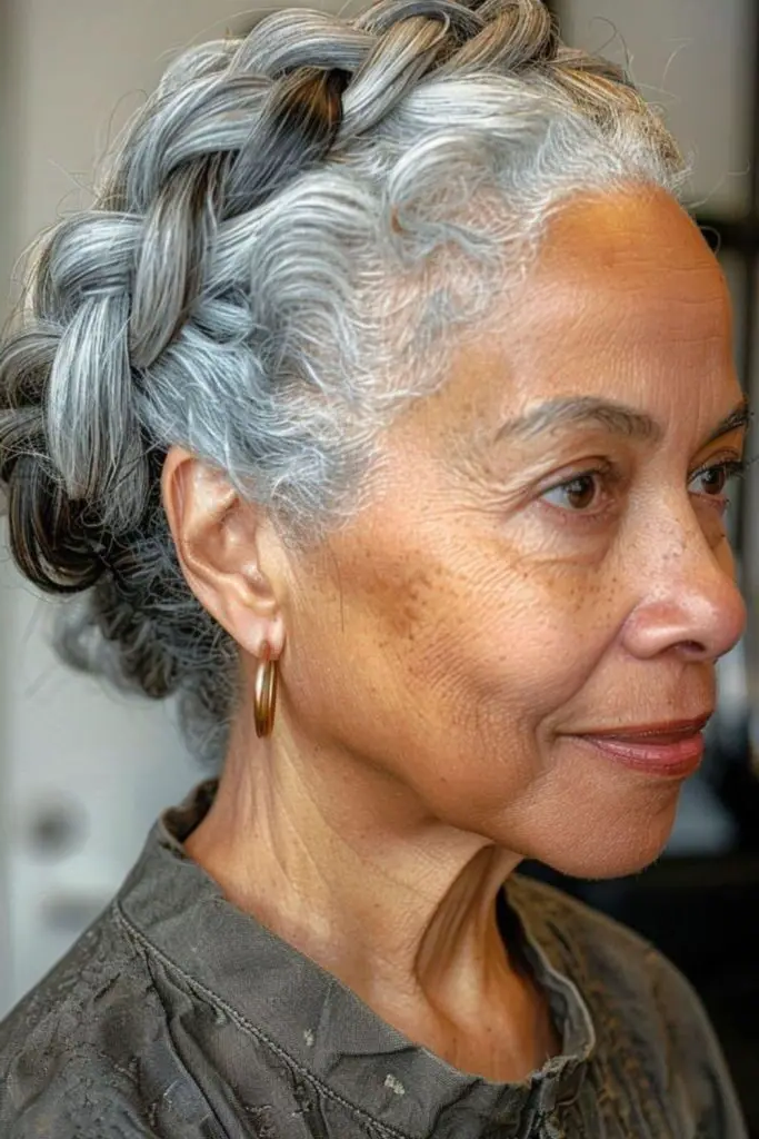 20. Silver Crown Braid: Enchantingly Beautiful