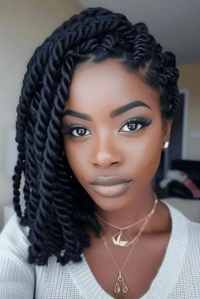 29 Big Twist Braids Hairstyles 22 20. Twisted Layered Lob