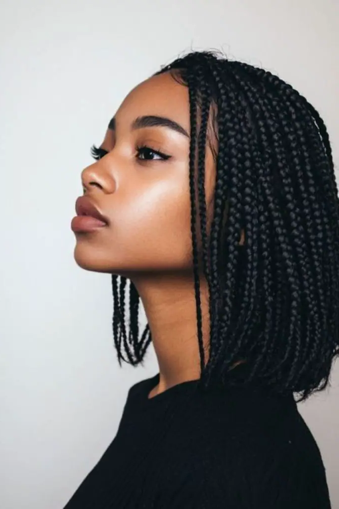 29 Gorgeous Micro Braids Hairstyles 23 21. Asymmetrical Micro Braids Bob