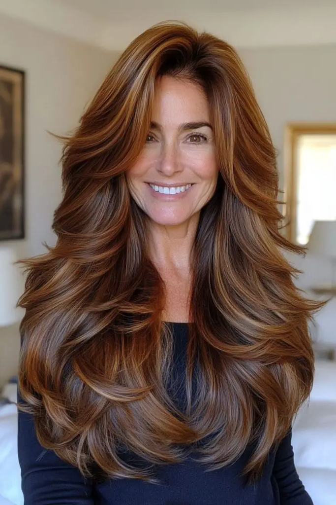 29 Wavy Layered Haircuts 22 21. Cinnamon Swirl Curls