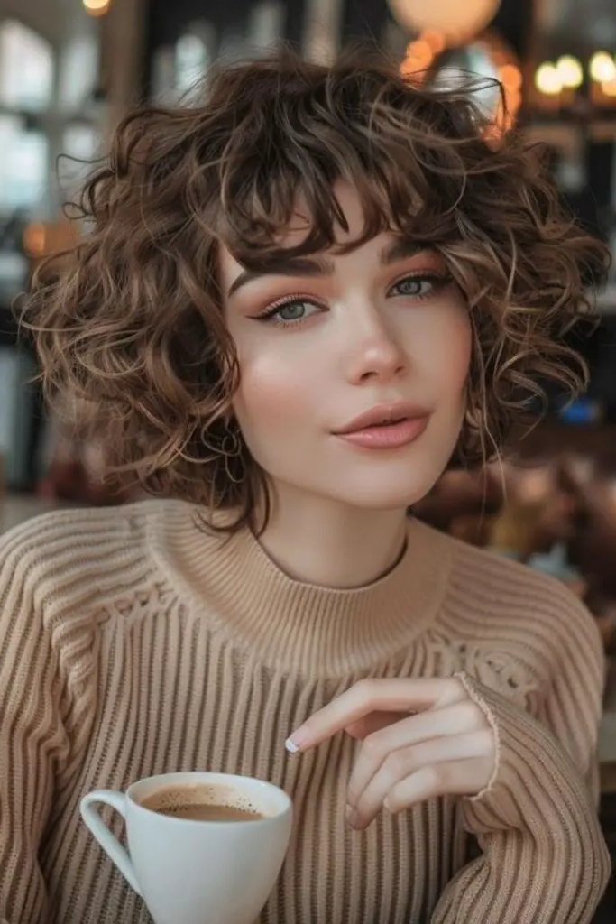 27 Stunning Turtle Neck Hairstyles 23 21. Curly Fringe and Defined Volume Above Collars
