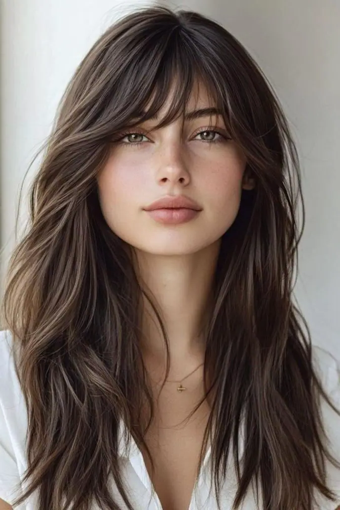 29 Stunning Butterfly Bangs Hairstyles 23 21. Full Butterfly Bangs: Bold & All-Encompassing