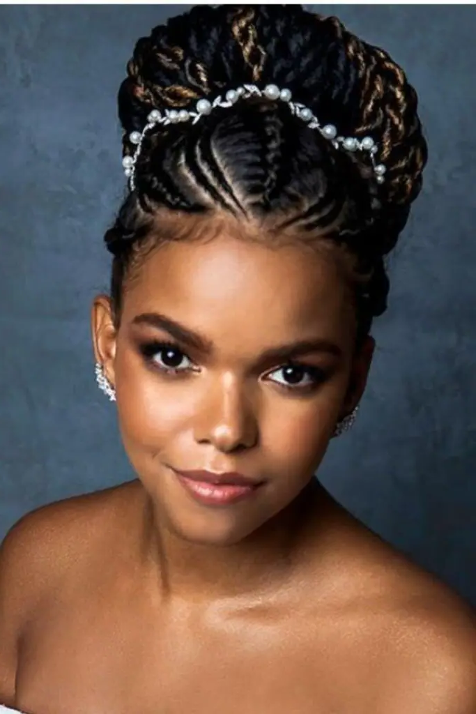 28 Stunning Bridal Locs Hairstyles 23 21. High-Rise Loc Bun with Pearls