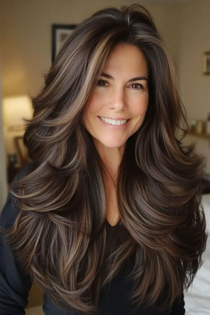 27 Long Layered Haircuts with Face Framing 22 21. Whispering Willow Layers