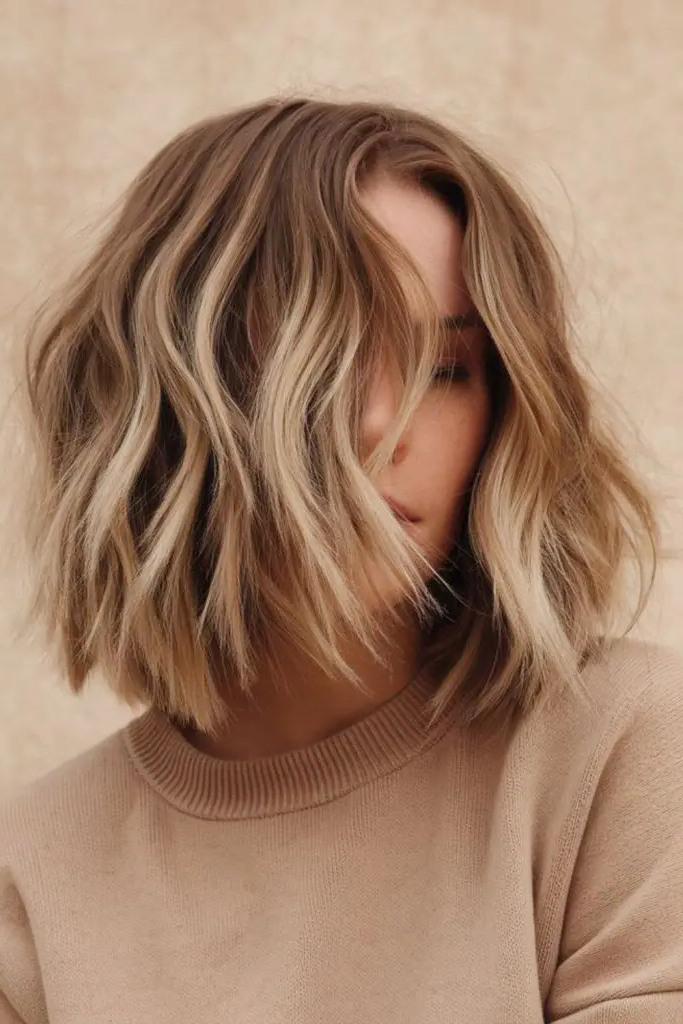 29 Messy Blonde Bob Ideas 24 22. Choppy Wheatfield Glow